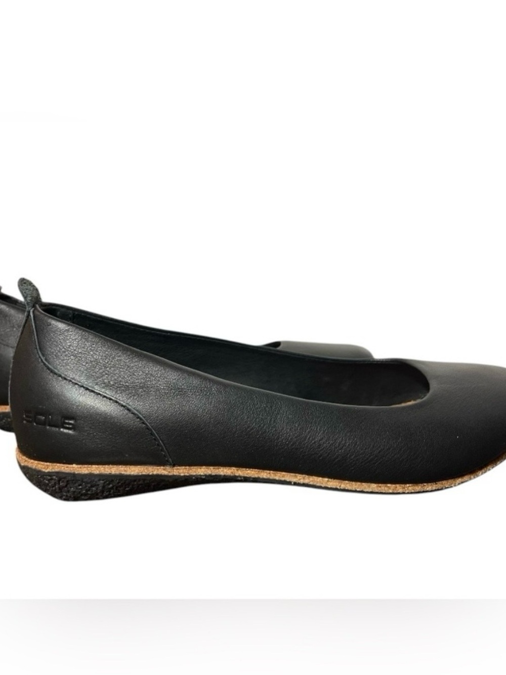 Sole By District Recork Slip On Grace Flats Black Leather Carbon Negative US 8W